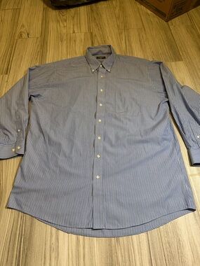 Dockers Blue and White Pinstripe Button-Down Dress Shirt